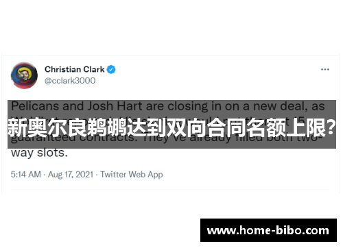 新奥尔良鹈鹕达到双向合同名额上限？